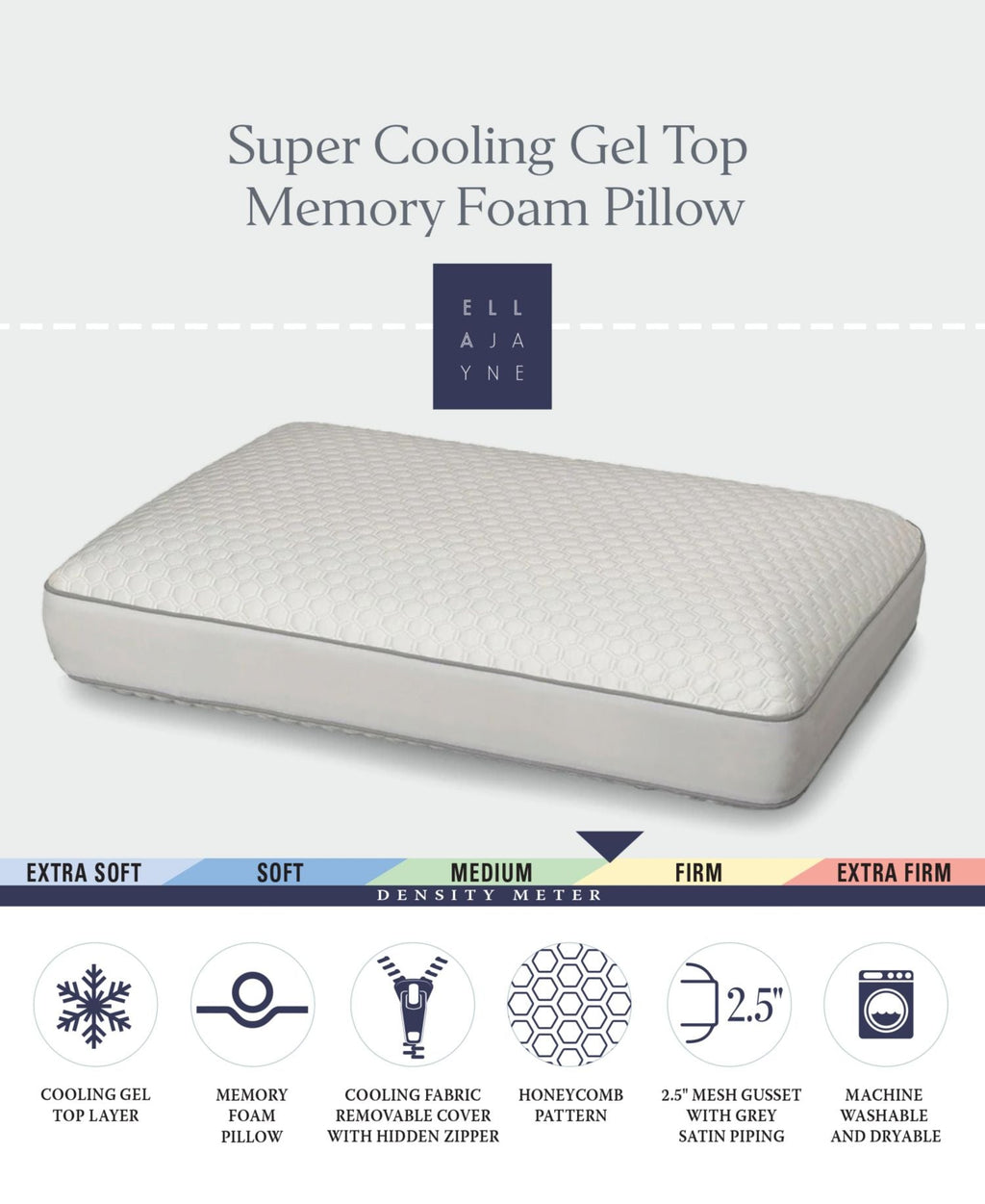 Super Cooling Gel Top Memory Foam Pillow, Standard