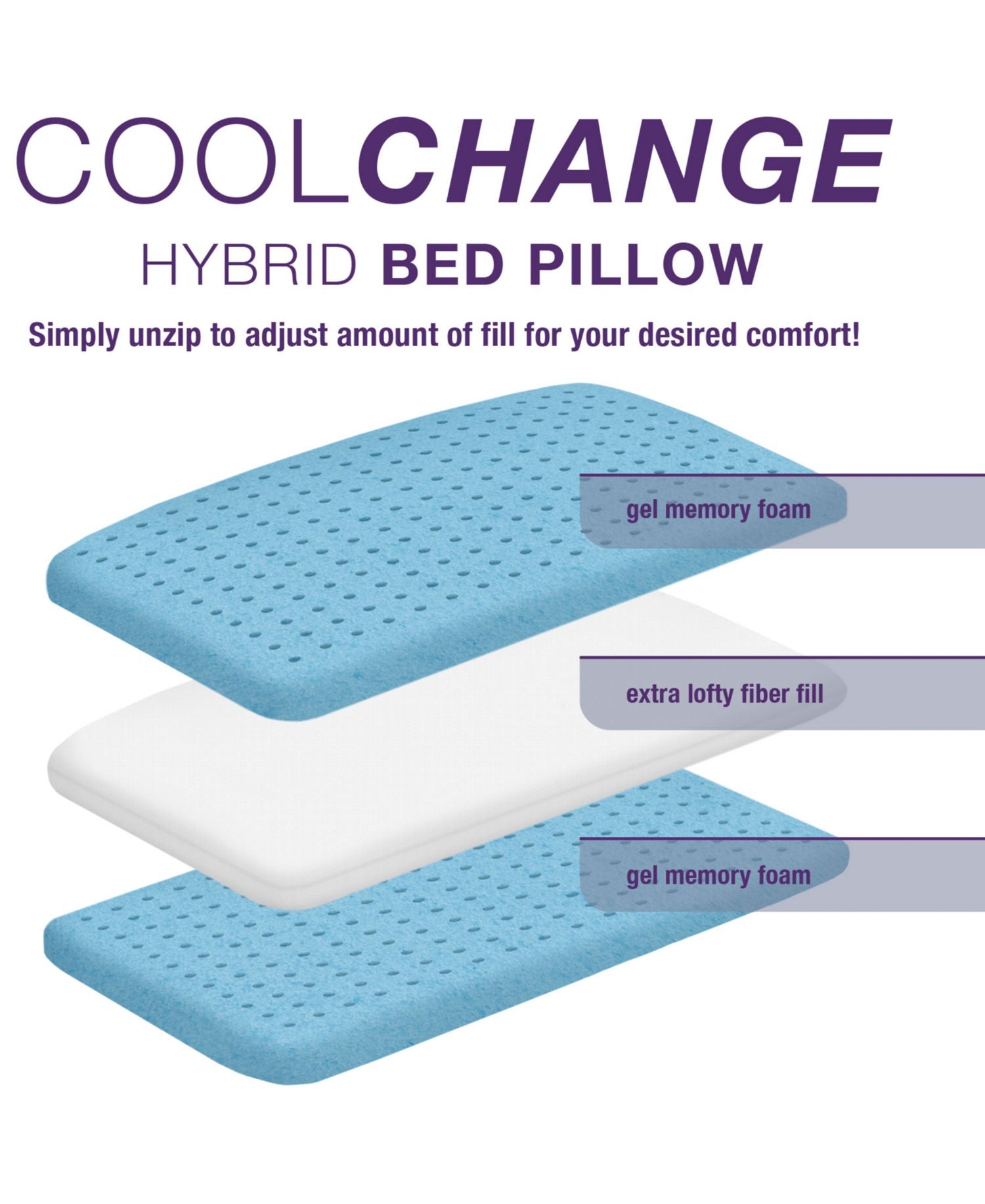 Tailored Rest Cool Change Adjustable Comfort Hybrid Bed Pillow, Jumbo
